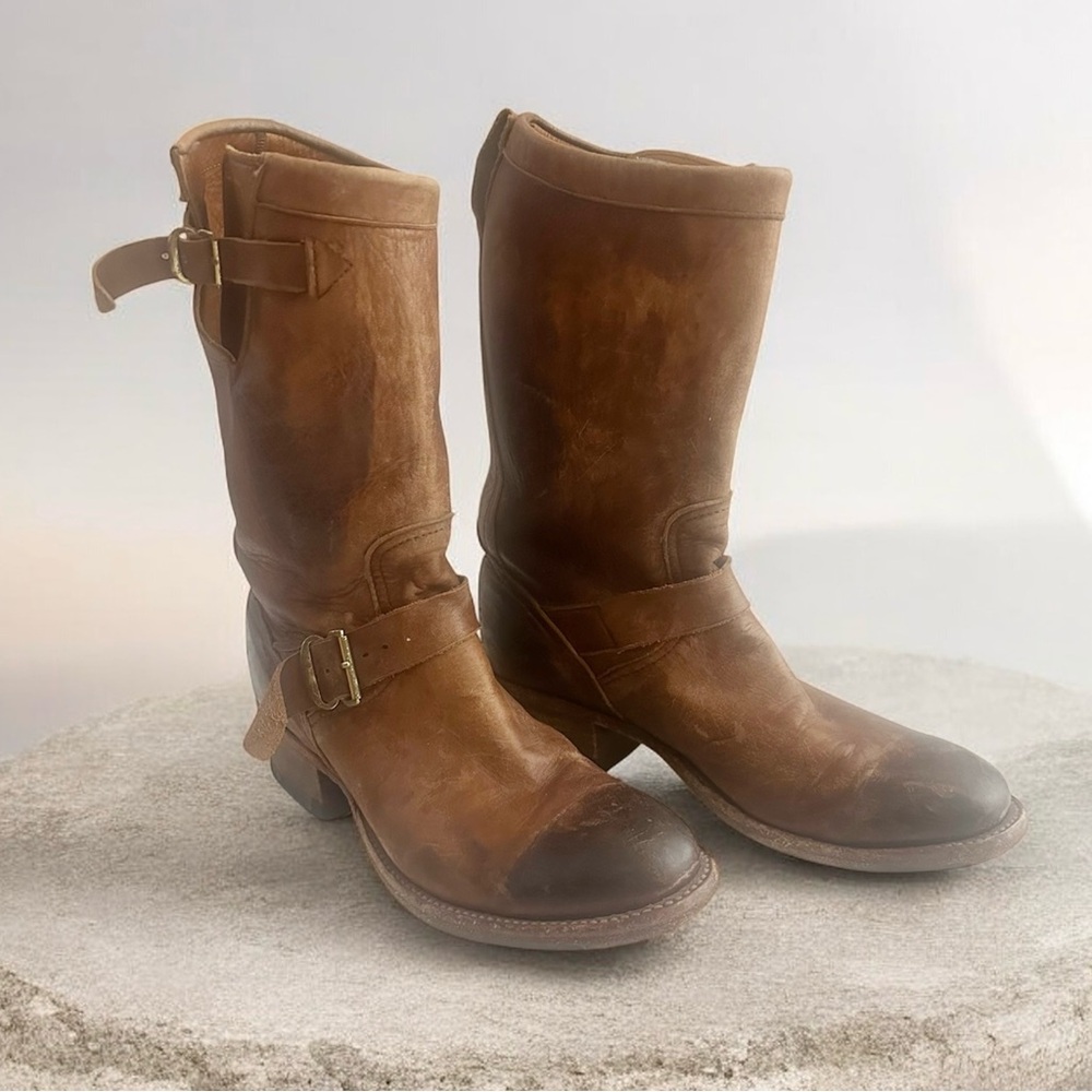 Kemo Sabe Rios Brown Buckle Biker Soft Leather Boots Size 7